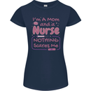 Mom and a Nurse Nothing Scares Me Mothers Day Womens Petite Cut T-Shirt Navy Blue