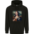 Mona Lisa Funny Beer Alcohol Parody Mens 80% Cotton Hoodie Black