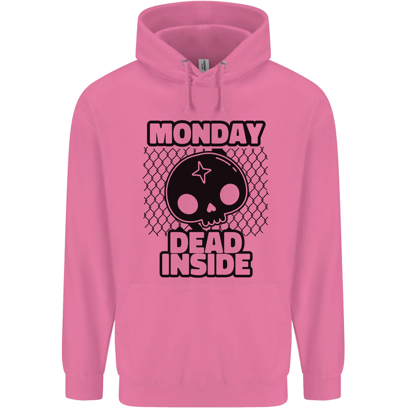 Monday Dead Inside Skull Work Childrens Kids Hoodie Azalea