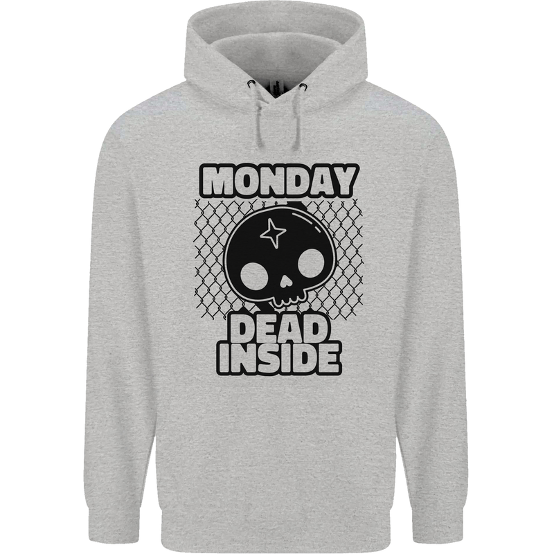 Monday Dead Inside Skull Work Childrens Kids Hoodie Sports Grey
