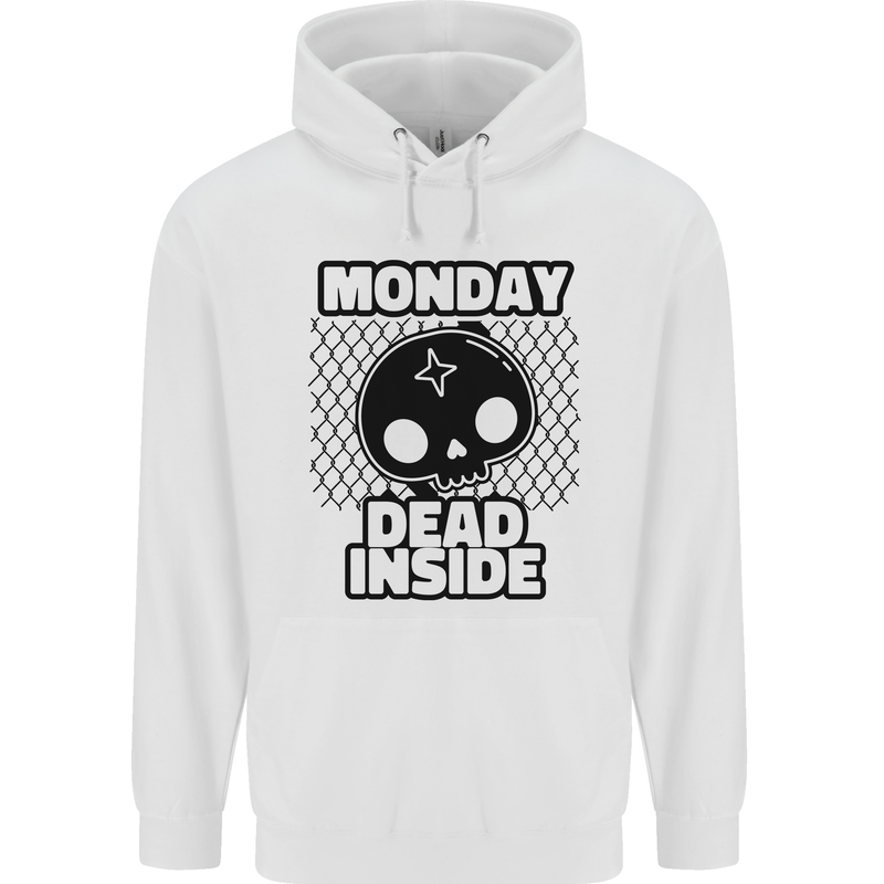 Monday Dead Inside Skull Work Childrens Kids Hoodie White