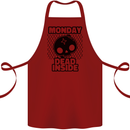 Monday Dead Inside Skull Work Cotton Apron 100% Organic Maroon