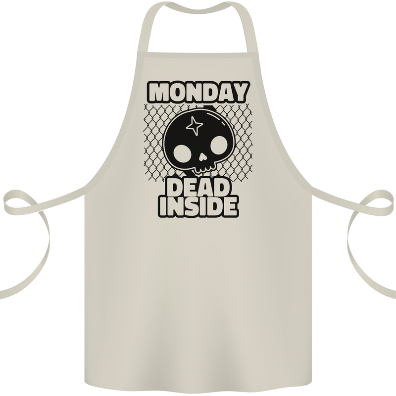Monday Dead Inside Skull Work Cotton Apron 100% Organic Natural