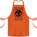 Monday Dead Inside Skull Work Cotton Apron 100% Organic Orange