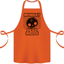 Monday Dead Inside Skull Work Cotton Apron 100% Organic Orange