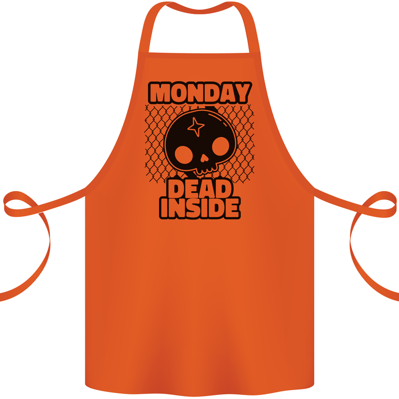 Monday Dead Inside Skull Work Cotton Apron 100% Organic Orange