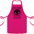 Monday Dead Inside Skull Work Cotton Apron 100% Organic Pink