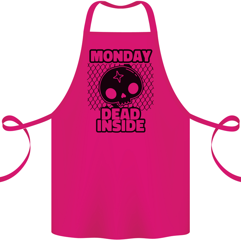 Monday Dead Inside Skull Work Cotton Apron 100% Organic Pink