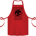 Monday Dead Inside Skull Work Cotton Apron 100% Organic Red