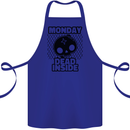 Monday Dead Inside Skull Work Cotton Apron 100% Organic Royal Blue