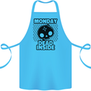 Monday Dead Inside Skull Work Cotton Apron 100% Organic Turquoise
