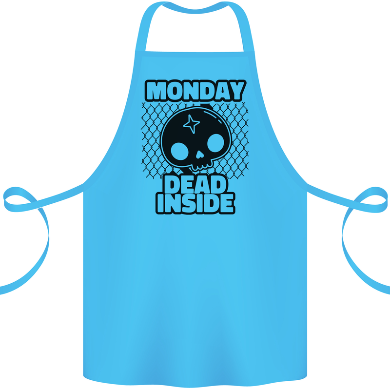 Monday Dead Inside Skull Work Cotton Apron 100% Organic Turquoise
