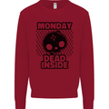 Monday Dead Inside Skull Work Kids Sweatshirt Jumper Red