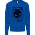 Monday Dead Inside Skull Work Kids Sweatshirt Jumper Royal Blue