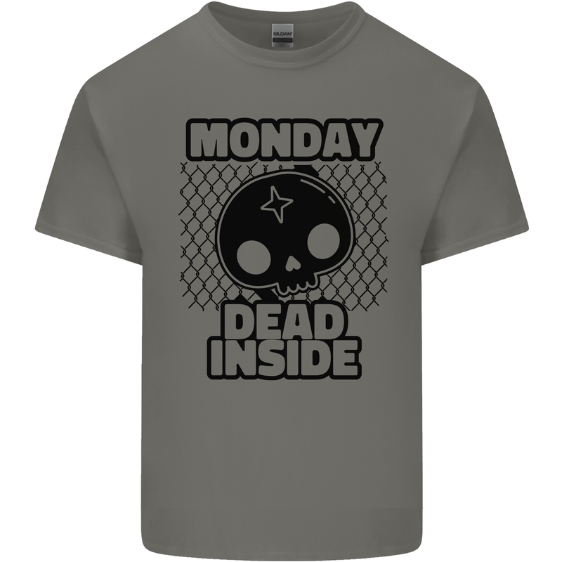 Monday Dead Inside Skull Work Kids T-Shirt Childrens Charcoal