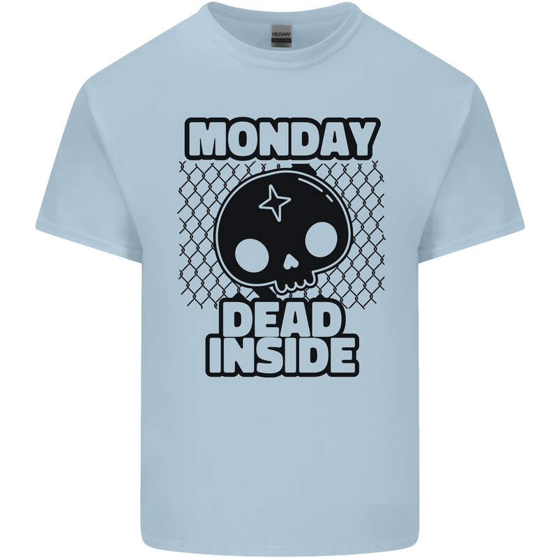 Monday Dead Inside Skull Work Kids T-Shirt Childrens Light Blue