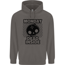 Monday Dead Inside Skull Work Mens 80% Cotton Hoodie Charcoal