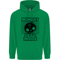 Monday Dead Inside Skull Work Mens 80% Cotton Hoodie Irish Green