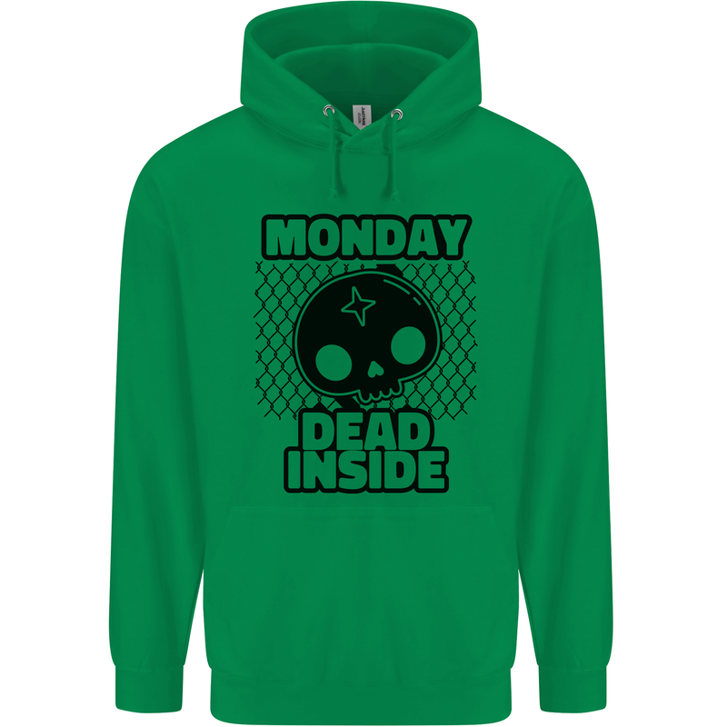 Monday Dead Inside Skull Work Mens 80% Cotton Hoodie Irish Green