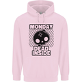 Monday Dead Inside Skull Work Mens 80% Cotton Hoodie Light Pink