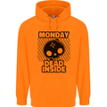 Monday Dead Inside Skull Work Mens 80% Cotton Hoodie Orange