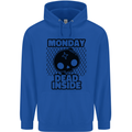 Monday Dead Inside Skull Work Mens 80% Cotton Hoodie Royal Blue
