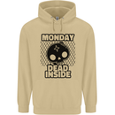 Monday Dead Inside Skull Work Mens 80% Cotton Hoodie Sand