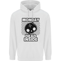 Monday Dead Inside Skull Work Mens 80% Cotton Hoodie White