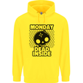 Monday Dead Inside Skull Work Mens 80% Cotton Hoodie Yellow