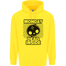 Monday Dead Inside Skull Work Mens 80% Cotton Hoodie Yellow