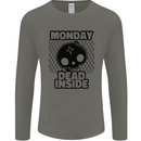 Monday Dead Inside Skull Work Mens Long Sleeve T-Shirt Charcoal