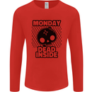 Monday Dead Inside Skull Work Mens Long Sleeve T-Shirt Red