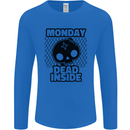 Monday Dead Inside Skull Work Mens Long Sleeve T-Shirt Royal Blue