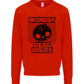 Monday Dead Inside Skull Work Mens Sweatshirt Jumper Bright Red