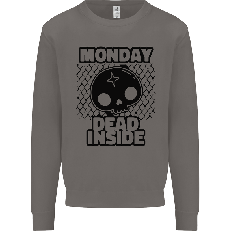 Monday Dead Inside Skull Work Mens Sweatshirt Jumper Charcoal