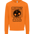 Monday Dead Inside Skull Work Mens Sweatshirt Jumper Orange