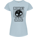 Monday Dead Inside Skull Work Womens Petite Cut T-Shirt Light Blue