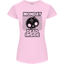 Monday Dead Inside Skull Work Womens Petite Cut T-Shirt Light Pink