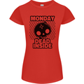 Monday Dead Inside Skull Work Womens Petite Cut T-Shirt Red