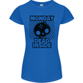 Monday Dead Inside Skull Work Womens Petite Cut T-Shirt Royal Blue