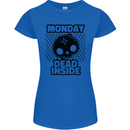 Monday Dead Inside Skull Work Womens Petite Cut T-Shirt Royal Blue