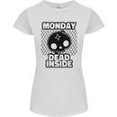 Monday Dead Inside Skull Work Womens Petite Cut T-Shirt White