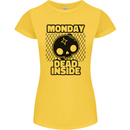 Monday Dead Inside Skull Work Womens Petite Cut T-Shirt Yellow
