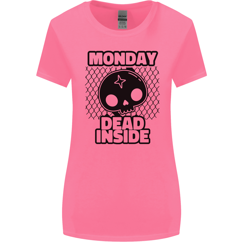 Monday Dead Inside Skull Work Womens Wider Cut T-Shirt Azalea
