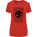 Monday Dead Inside Skull Work Womens Wider Cut T-Shirt Red