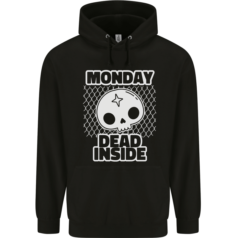 Monday Dead Inside Work Skull Childrens Kids Hoodie Black