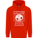 Monday Dead Inside Work Skull Childrens Kids Hoodie Bright Red