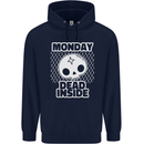 Monday Dead Inside Work Skull Childrens Kids Hoodie Navy Blue