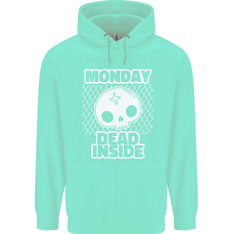 Monday Dead Inside Work Skull Childrens Kids Hoodie Peppermint