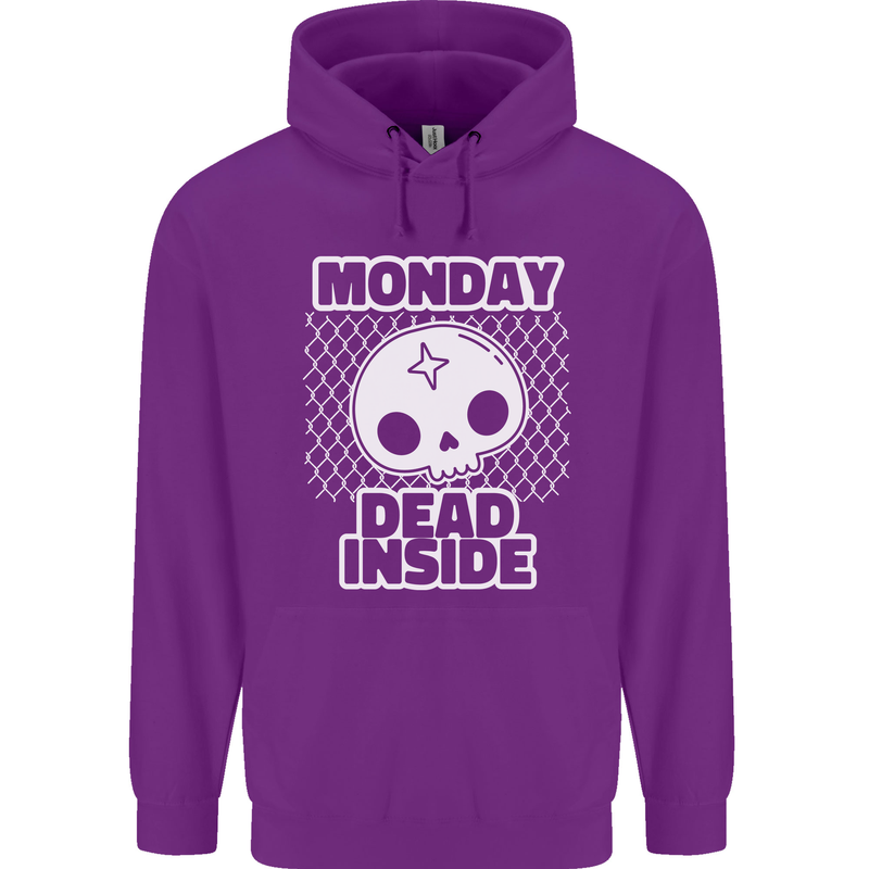 Monday Dead Inside Work Skull Childrens Kids Hoodie Purple